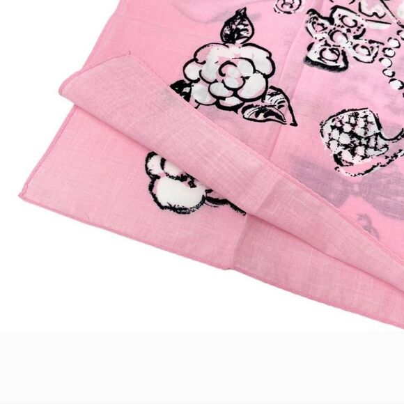 AUTHENTIC CHANEL ICONIC CC COCOMARK PINK & BLACK SYMBOLS SCARF/ HEADBAND - Picture 6 of 9